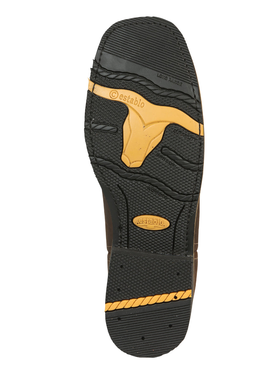 Establo Men’s Rodeo Boot - Crazy Leather Tan with Steel Toe 41544