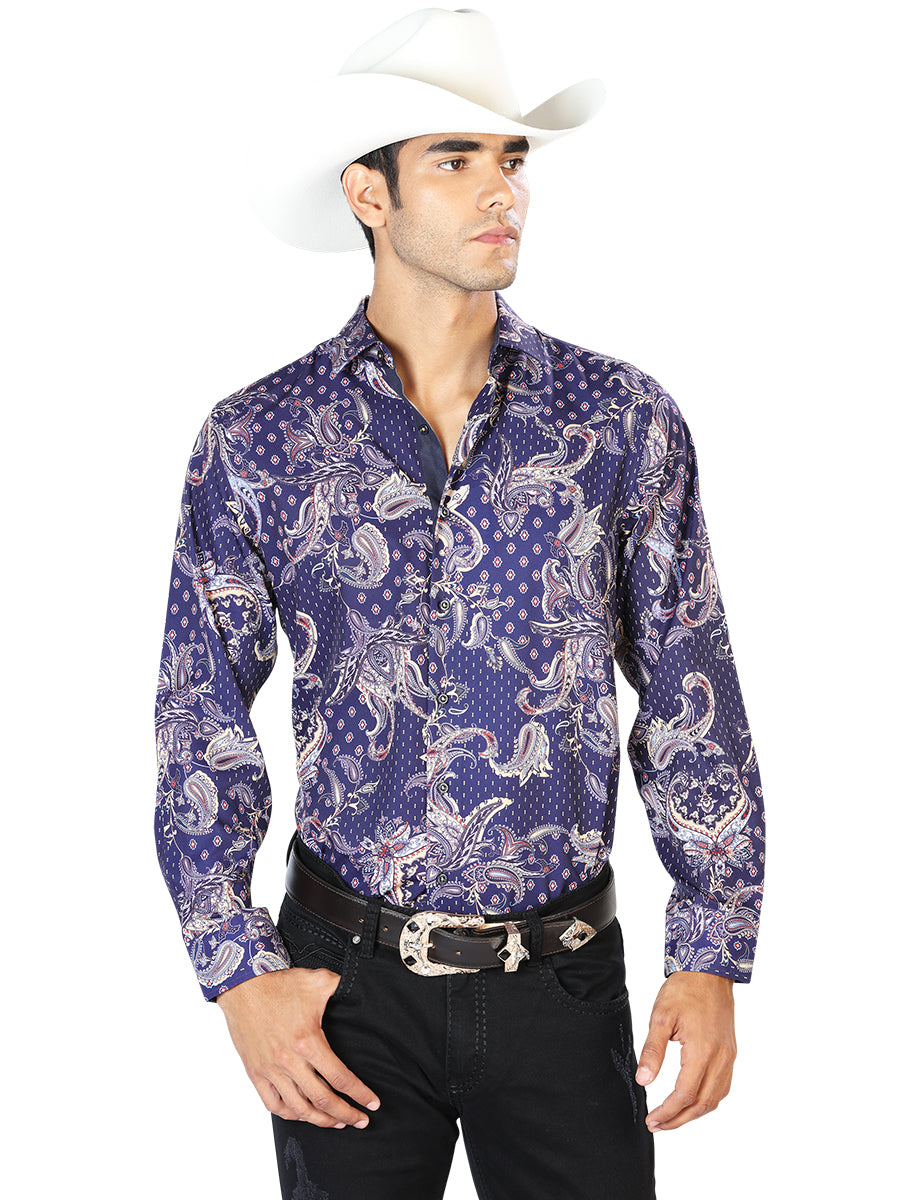 Blue Casual Long Sleeve Shirt 43554