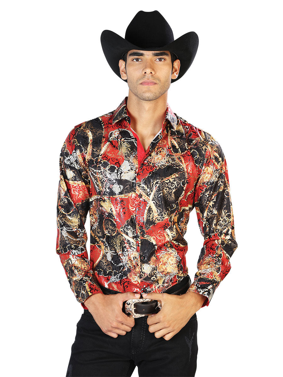 Black Red Casual Long Sleeve Shirt 43569