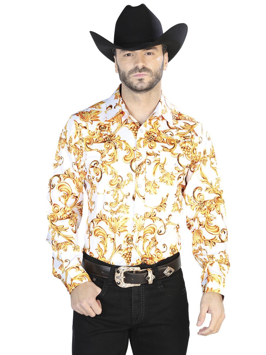 Off White Gold Casual Long Sleeve Shirt 44060
