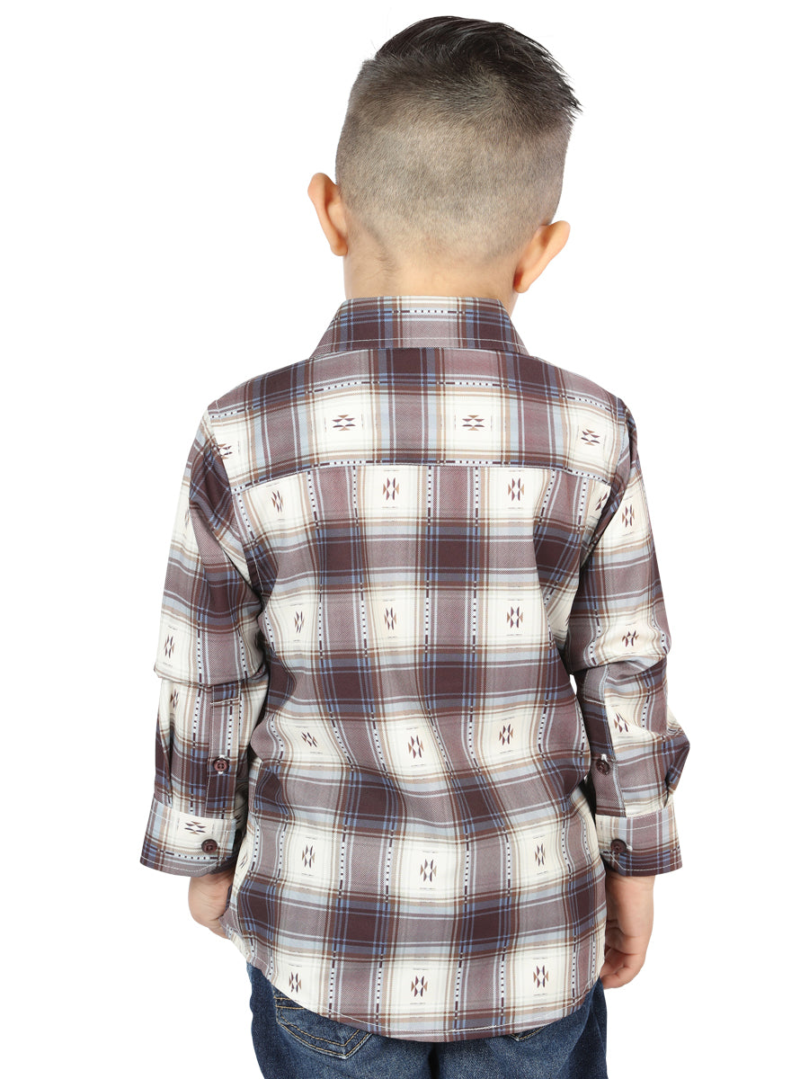 El General Beige/Burgundy Casual Long-Sleeve Shirt 44747