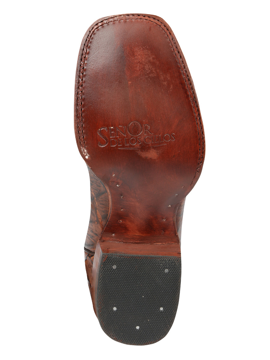 El Señor de los Cielos Men’s Rodeo Boot - Monster Fish Imitation Leather - Brown 44931
