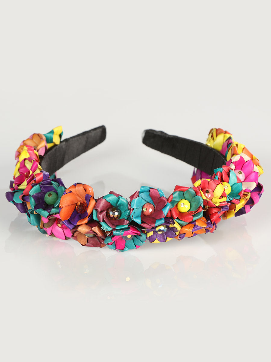 Artisanal Handcrafted Headband 100% Leaf Palm Multicolor 603207