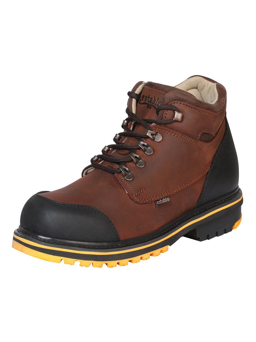 Establo Men's Work Ankle Boot - Black/Brown  Lace-Up 10848