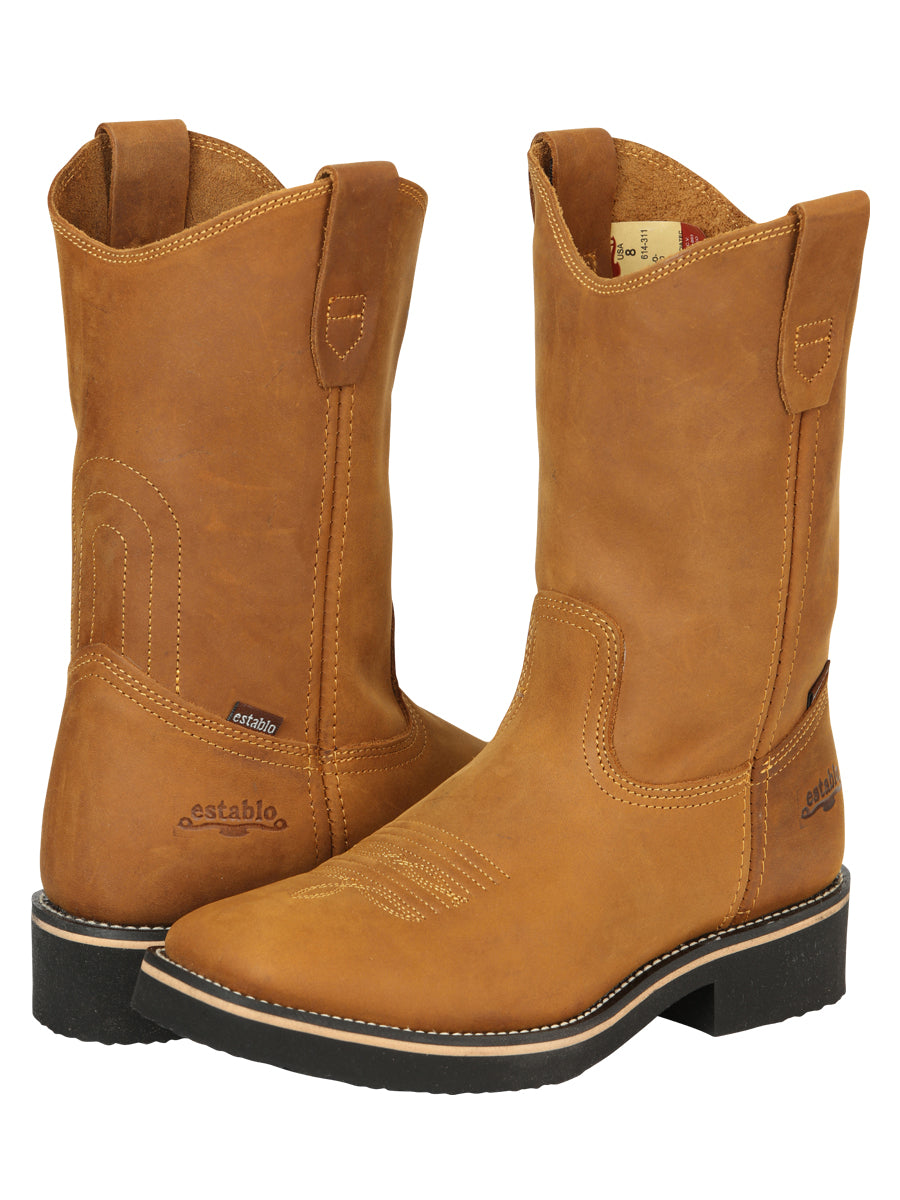 Establo Men’s Rodeo Work Boot - Crazy Leather in Mango 41549