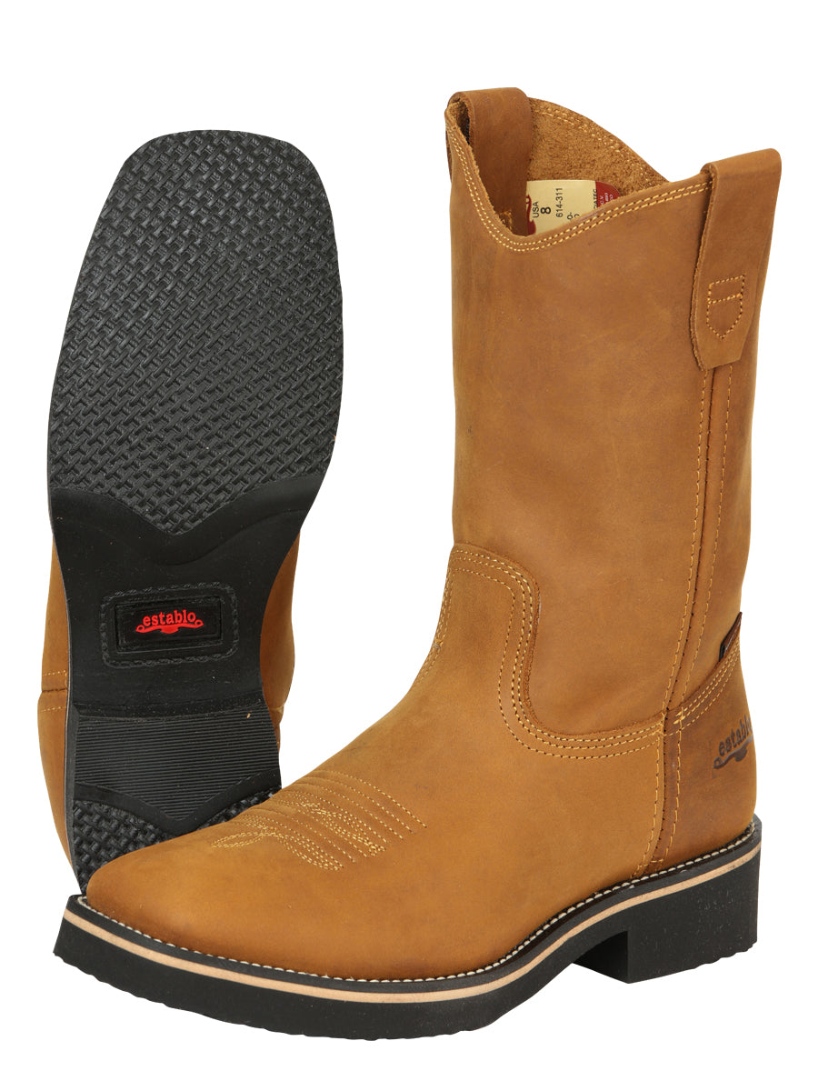 Establo Men’s Rodeo Work Boot - Crazy Leather in Mango 41549