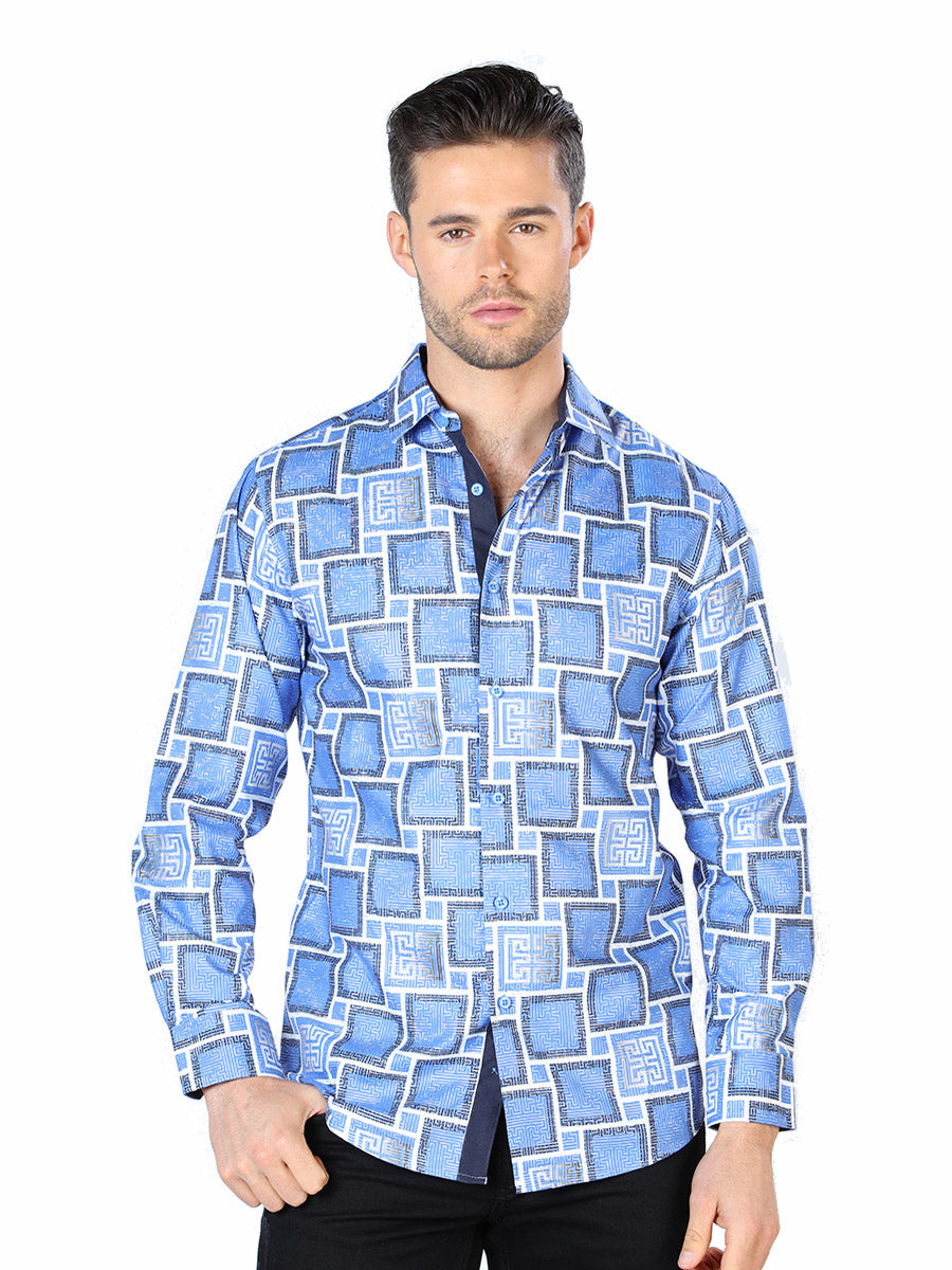 Blue Casual Long Sleeve Shirt 44004
