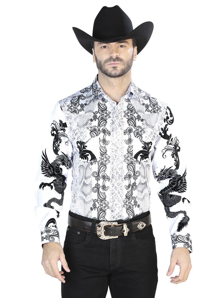 White Black Casual Long Sleeve Shirt 44066