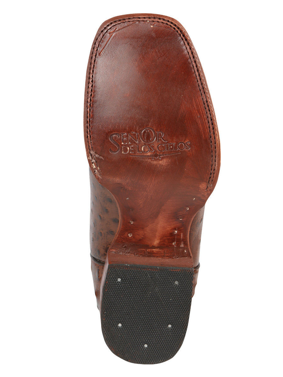 El Señor de los Cielos Men’s Rodeo Boot - Imitation Ostrich Leather -  Brown 44934