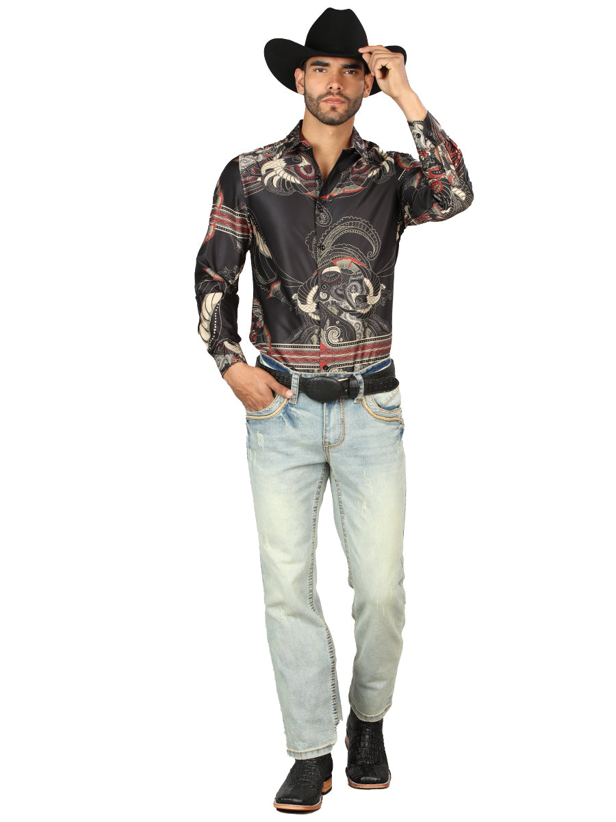 Centenario Men's Light Blue Denim with Embroidered Details 45317
