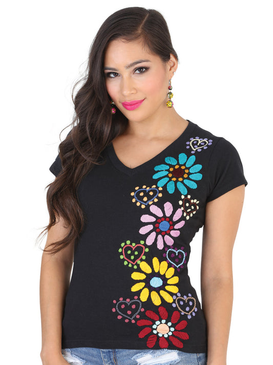 Artisanal Embroidered Sport T-Shirt 50% Cotton 50% Polyester  Black 601986